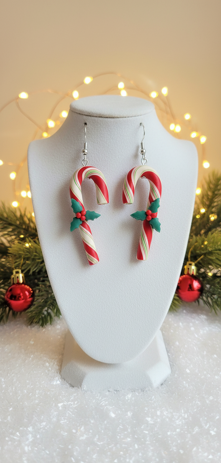 Candy Cane with Holly