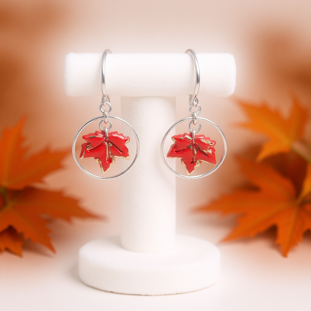Red and Silver Maple Leaf