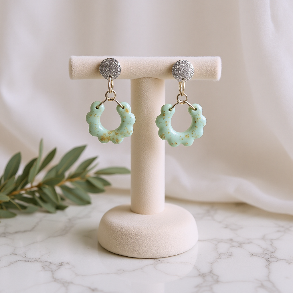 Sage Green Scalloped 3/4 Circles