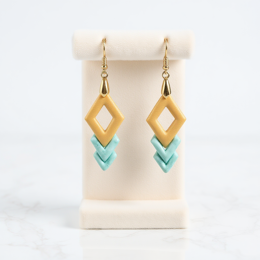 Teal and Gold Geometric Dangles