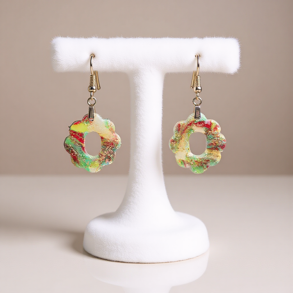 Multi Colour Scalloped Dangles