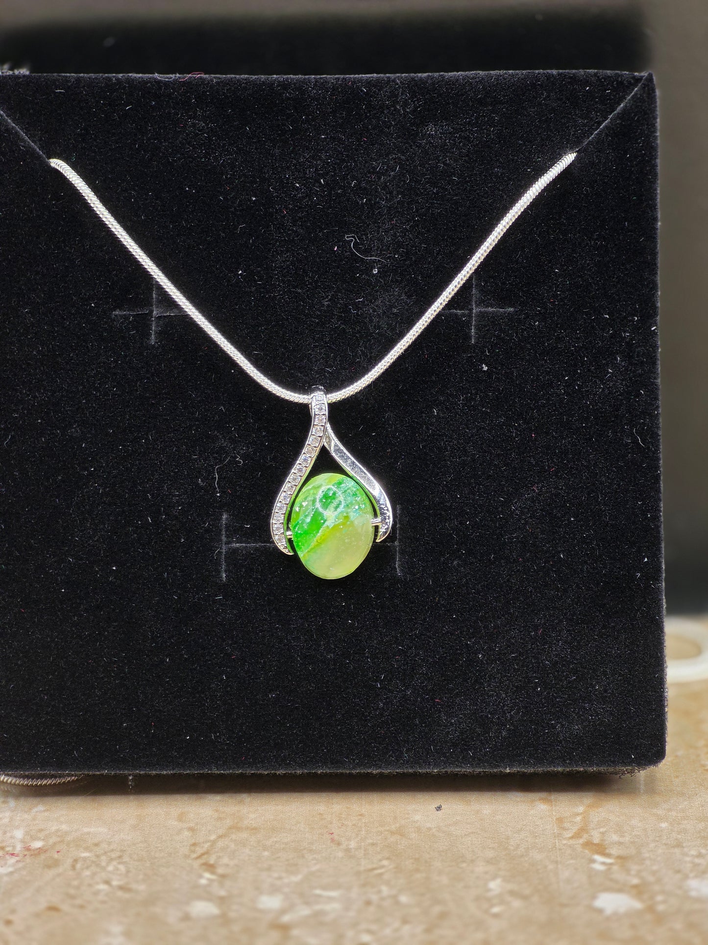 Faux Stone Pendant with Sterling Silver Chain