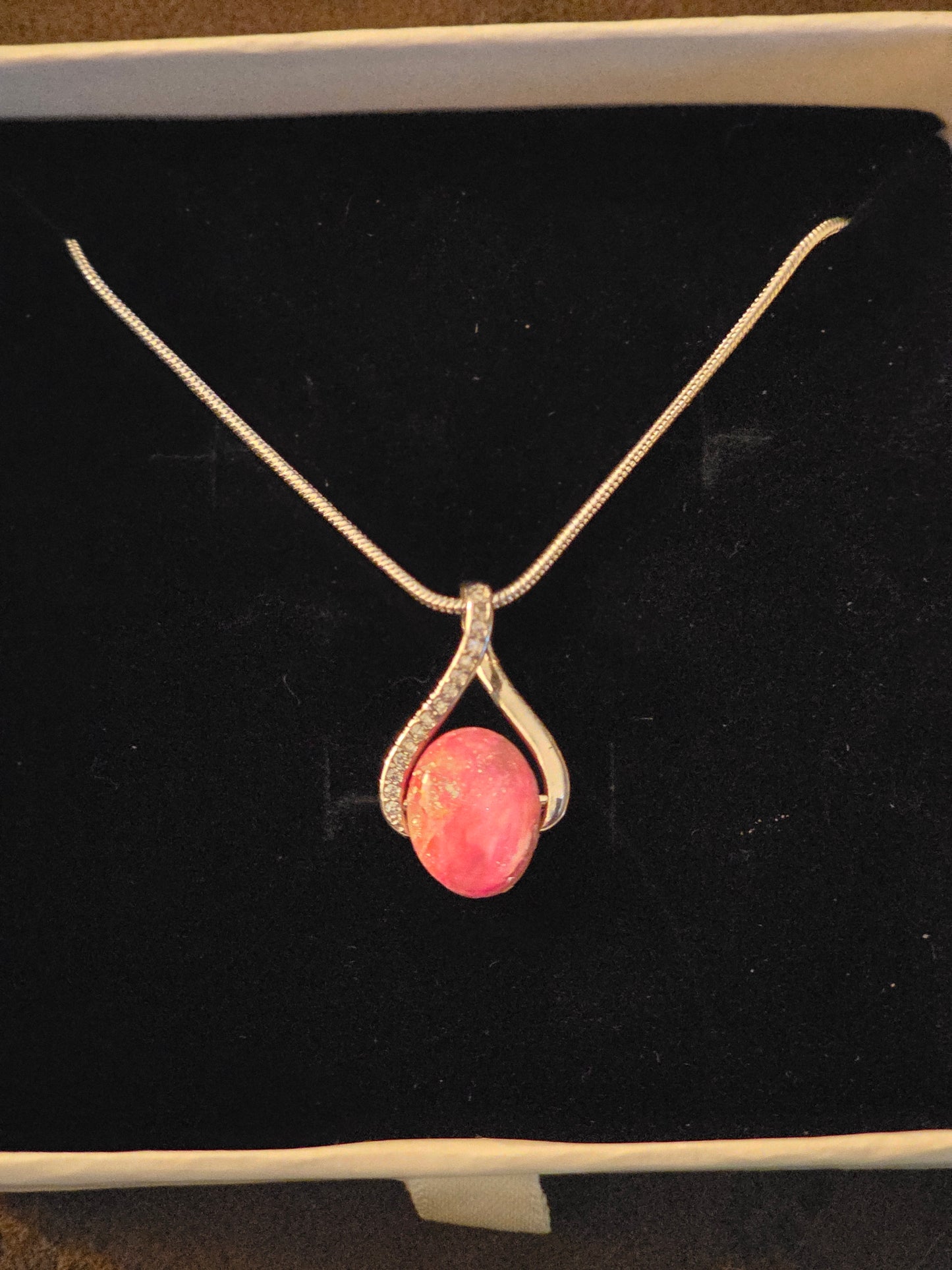 Faux Stone Pendant with Sterling Silver Chain