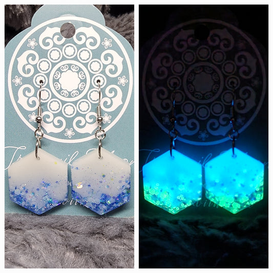 Dangle Earrings - Blue and White