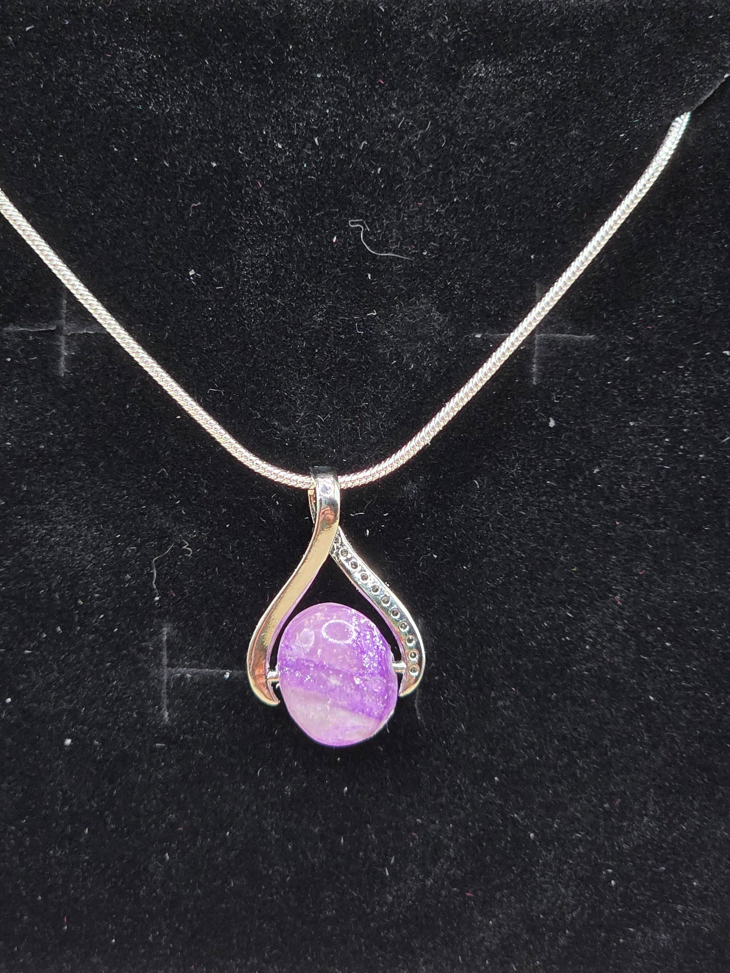 Faux Stone Pendant with Sterling Silver Chain