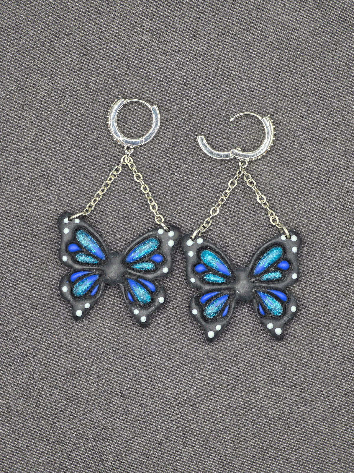 Blue Butterfly Chain Earrings