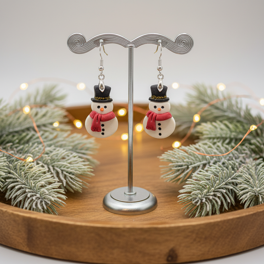 Snowman with Top Hat and Red Scarf