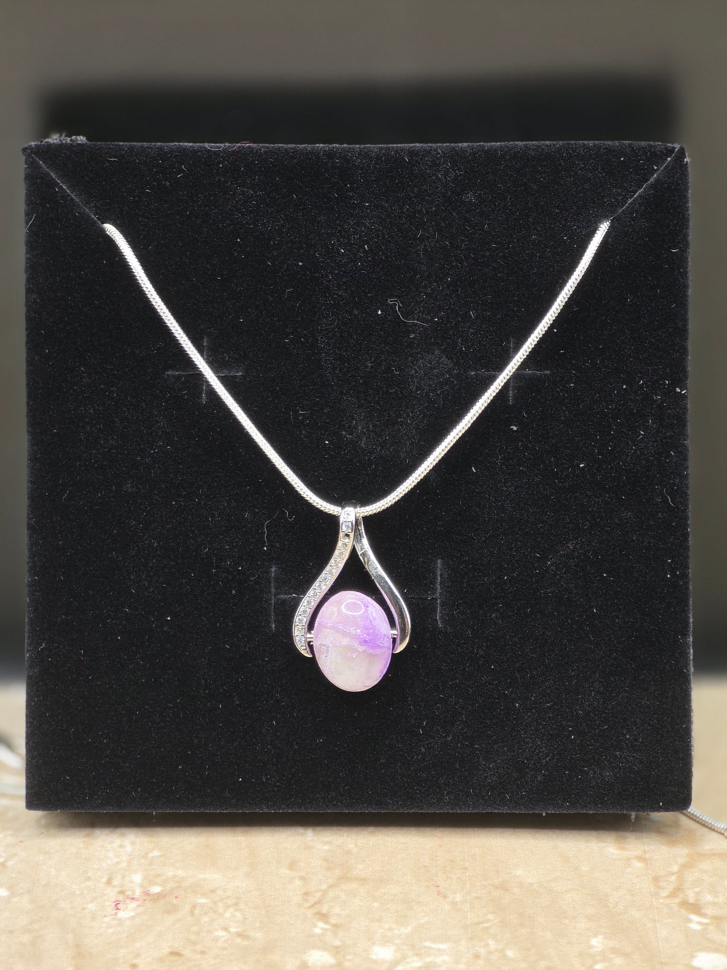 Faux Stone Pendant with Sterling Silver Chain