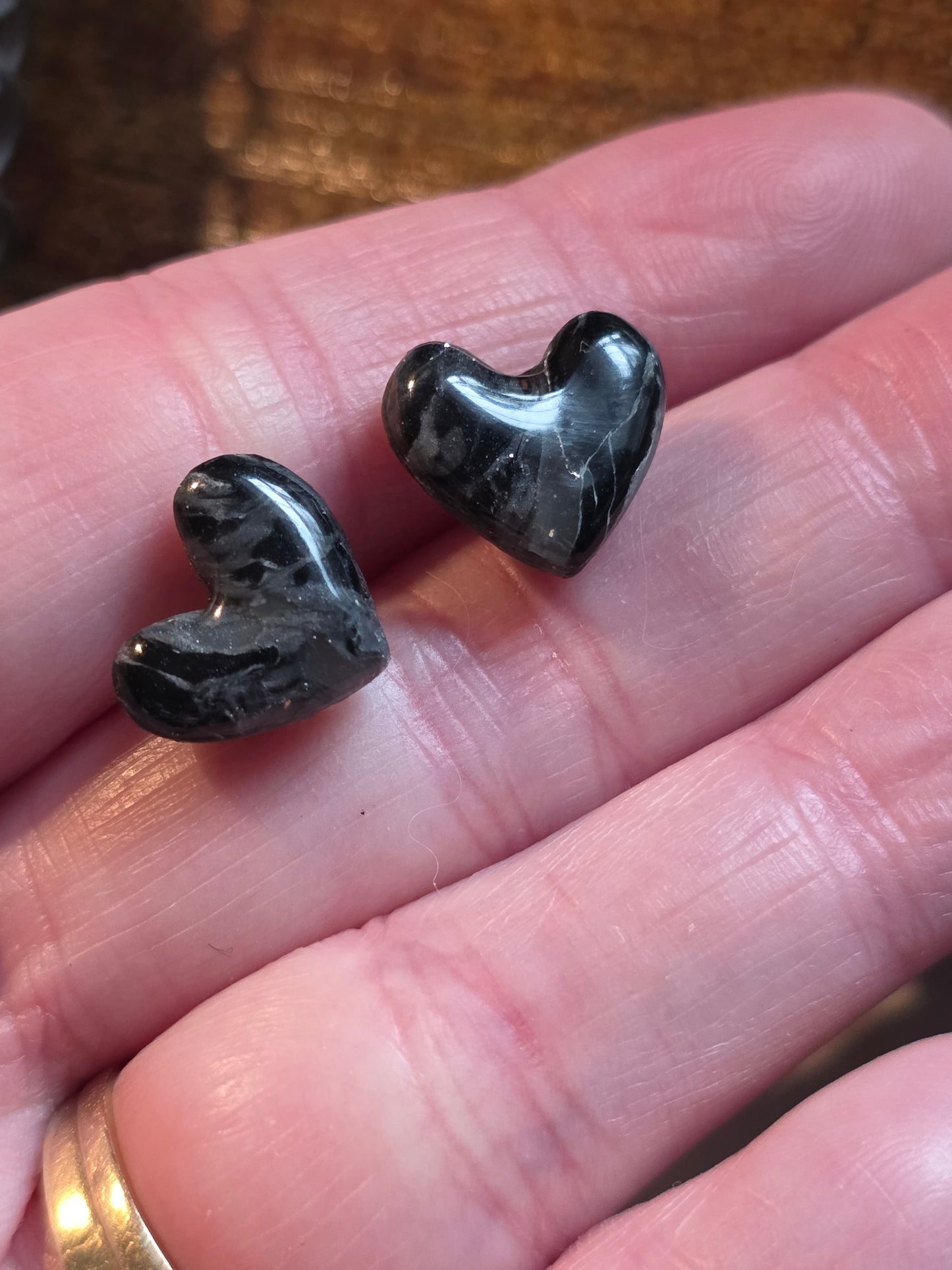 Black Marble Heart Studs